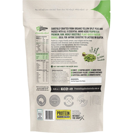 Protein Supplies Australia PeaPro Raw Pea Protein Pure 1kg - Dr Earth - Nutrition