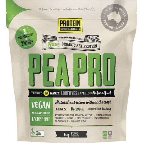 Protein Supplies Australia PeaPro Raw Pea Protein Pure 1kg - Dr Earth - Nutrition