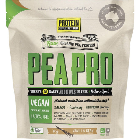 Protein Supplies Australia PeaPro Raw Pea Protein Vanilla Bean 1kg - Dr Earth - Nutrition