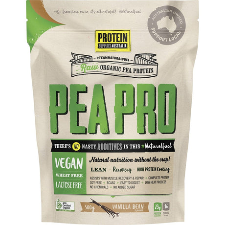 Protein Supplies Australia PeaPro Raw Pea Protein Vanilla Bean 500g - Dr Earth - Nutrition