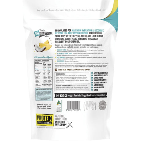 Protein Supplies Australia Restore Hydration Recovery Drink Tropical 200g - Dr Earth - Nutrition