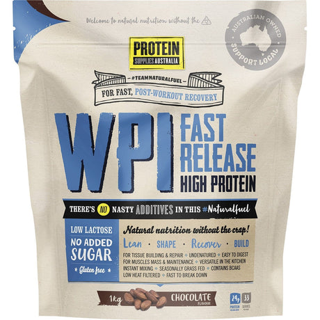 Protein Supplies Australia WPI Whey Protein Isolate Chocolate 1kg - Dr Earth - Nutrition