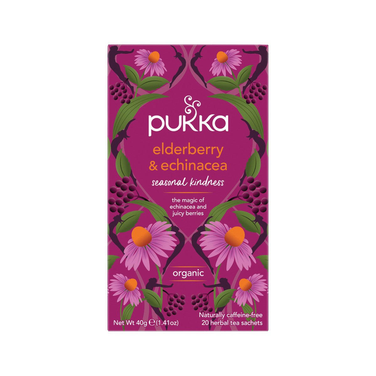 PUKKA Organic Elderberry & Echinacea x 20 Tea Bags - Dr Earth - Drinks, Pantry