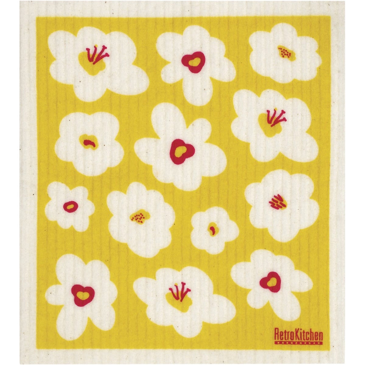 Retrokitchen 100% Compostable Sponge Cloth Retro Flowers - Dr Earth - Cleaning