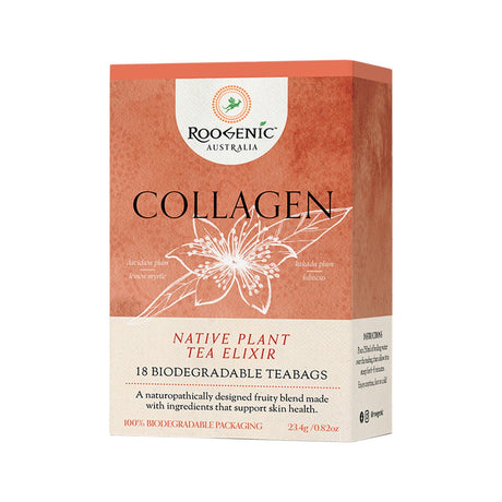 ROOGENIC AUSTRALIA Collagen (Native Plant Tea Elixir) x 18 Tea Bags - Dr Earth - Drinks, Pantry