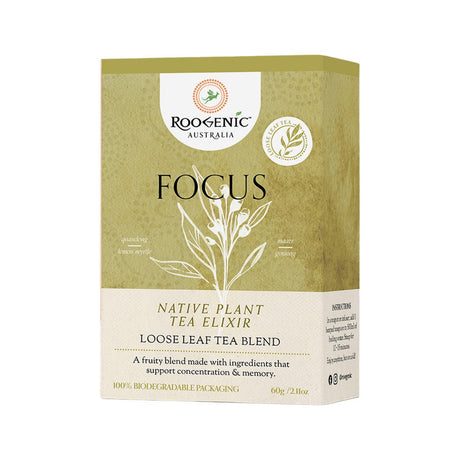 ROOGENIC AUSTRALIA Focus (Native Plant Tea Elixir) Loose Leaf 60g - Dr Earth - Drinks, Pantry