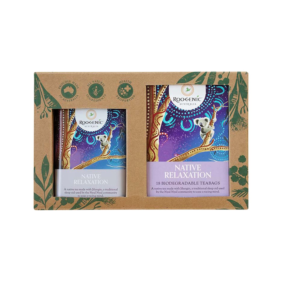 ROOGENIC AUSTRALIA Gift Box Relaxation x 18 Tea Bags with Relaxation Tin - Dr Earth - Drinks, Pantry