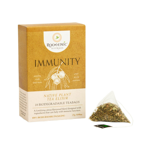 ROOGENIC AUSTRALIA Immunity (Native Plant Tea Elixir) x 18 Tea Bags - Dr Earth - Drinks, Pantry