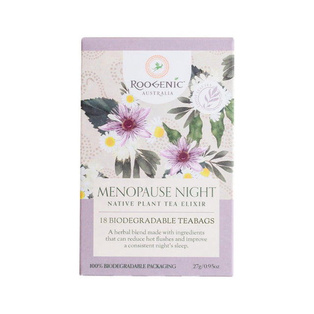 ROOGENIC AUSTRALIA Menopause Night (Native Plant Tea Elixir) x 18 Tea Bags - Dr Earth - Drinks, Pantry