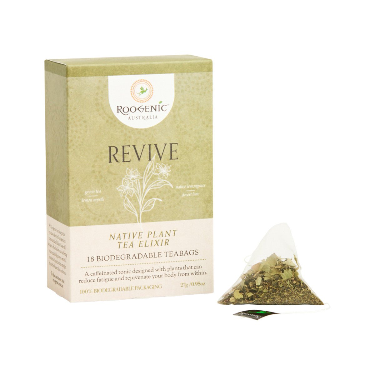 ROOGENIC AUSTRALIA Revive (Native Plant Tea Elixir) x 18 Tea Bags - Dr Earth - Drinks, Pantry