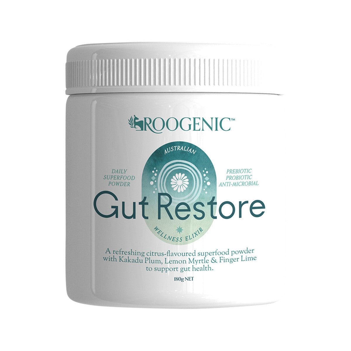 ROOGENIC AUSTRALIAN WELLNESS ELIXIR Daily Superfood Powder Gut Restore 180g - Dr Earth - Drinks, Pantry