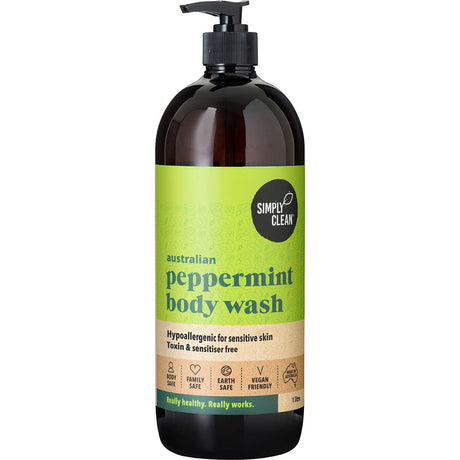 Simply Clean Body Wash Peppermint 1L - Dr Earth - Body & Beauty, Bath & Body