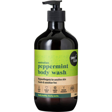 Simply Clean Body Wash Peppermint 500ml - Dr Earth - Body & Beauty, Bath & Body