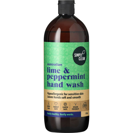 Simply Clean Hand Wash Lime & Peppermint 1L - Dr Earth - Body & Beauty, Home, Gifts, Bath & Body