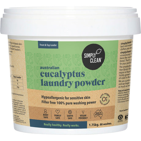 Simply Clean Laundry Powder Eucalyptus 1.75kg - Dr Earth - Home, Cleaning, Eco Living