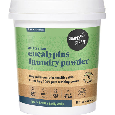 Simply Clean Laundry Powder Eucalyptus 1kg - Dr Earth - Home, Cleaning, Eco Living