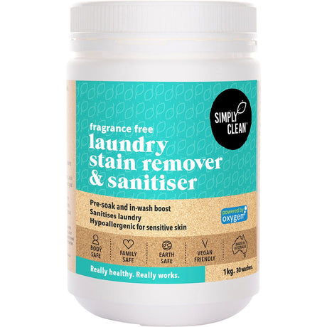 Simply Clean Laundry Stain Remover & Sanitiser Fragrance Free 1kg - Dr Earth - Home, Cleaning, Eco Living