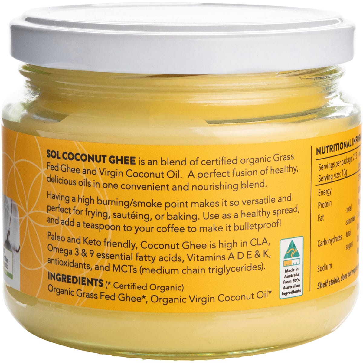 Sol Organics Coconut Oil & Ghee 275g - Dr Earth - Oil & Ghee