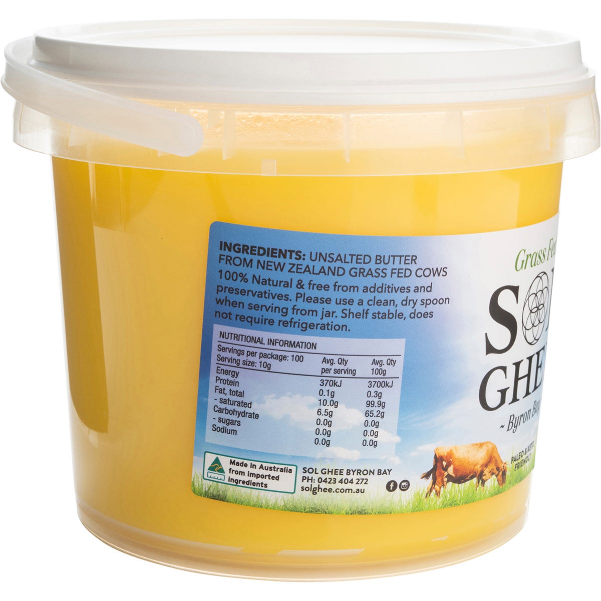 Sol Organics Grass Fed Ghee 1kg - Dr Earth - Oil & Ghee