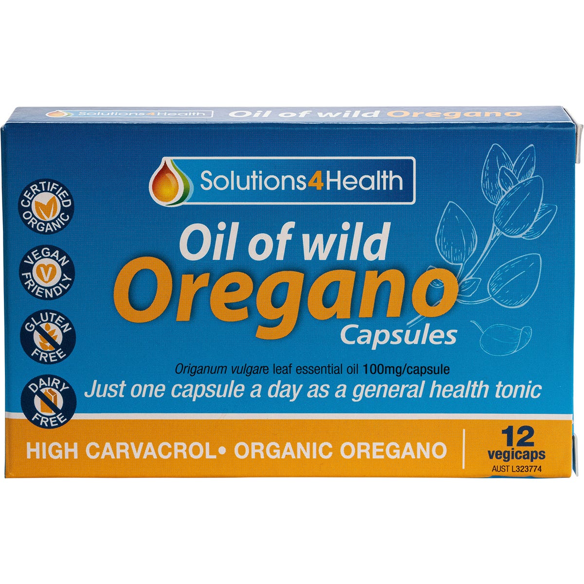 Solutions 4 Health Oil of Wild Oregano VegeCaps 12 Caps - Dr Earth - Immune Support