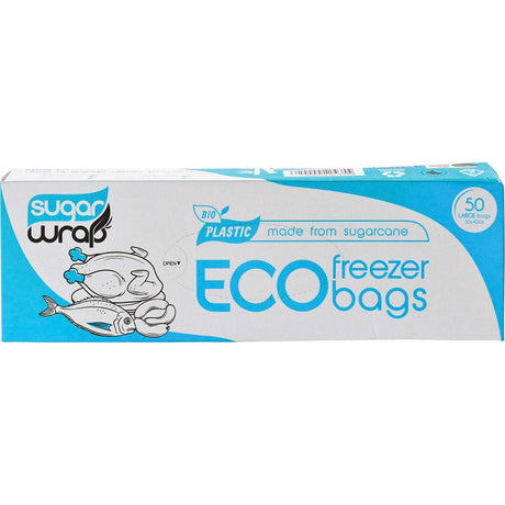 SugarWrap Eco Freezer Bags Made from Sugarcane Large 50pk - Dr Earth - Eco Living, Food Wraps & Covers