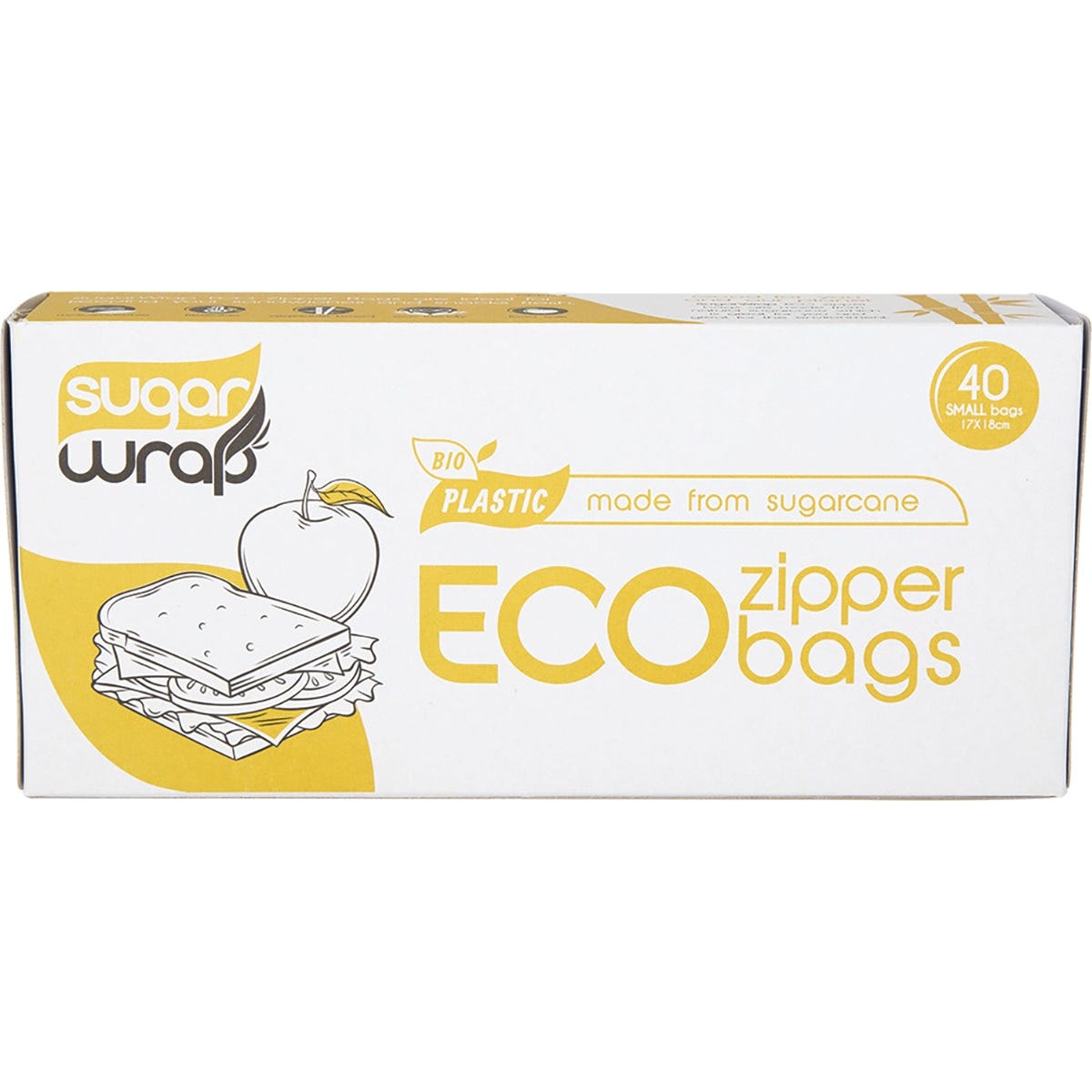 SugarWrap Eco Zipper Bags Made from Sugarcane Small 40pk - Dr Earth - Food Storage