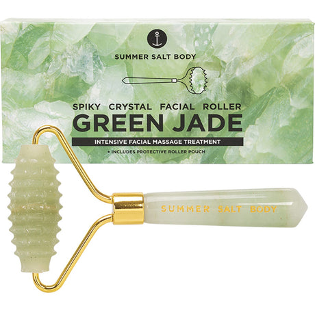 Summer Salt Body Spiky Crystal Facial Roller Green Jade - Dr Earth - Skincare