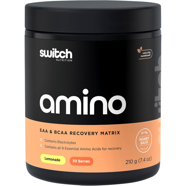 Switch Nutrition Amino EAA & BCAA Electrolyte Recovery Lemonade 210g - Dr Earth - Nutrition
