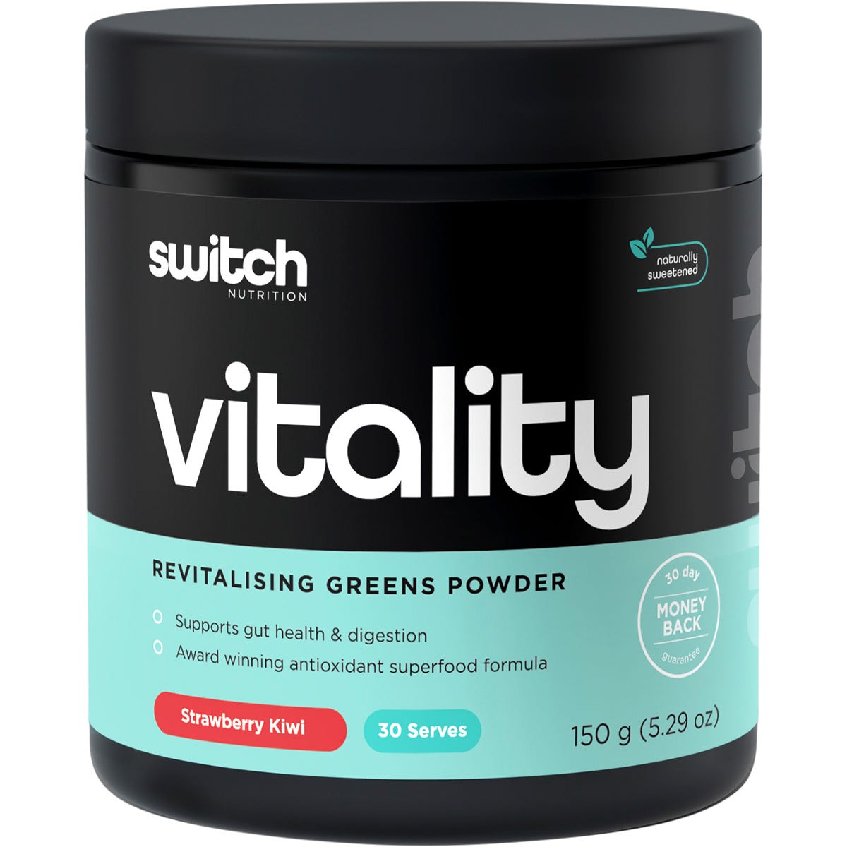 Switch Nutrition Vitality Revitalising Greens Powder Strawberry Kiwi 150g - Dr Earth - Greens