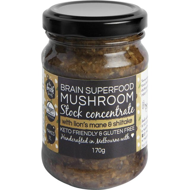 The Broth Sisters Stock Concentrate Superfood Mushroom with Lions Mane 170g - Dr Earth - Herbs Spices & Seasonings, Stock & Gravy