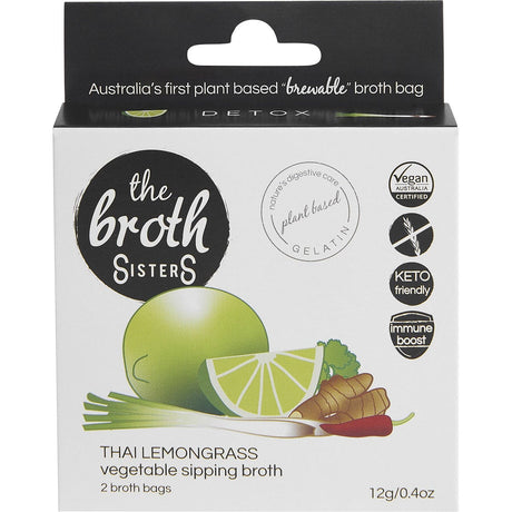 The Broth Sisters Vegetable Sipping Broth Bags Thai Lemongrass 2pk - Dr Earth - Drinks