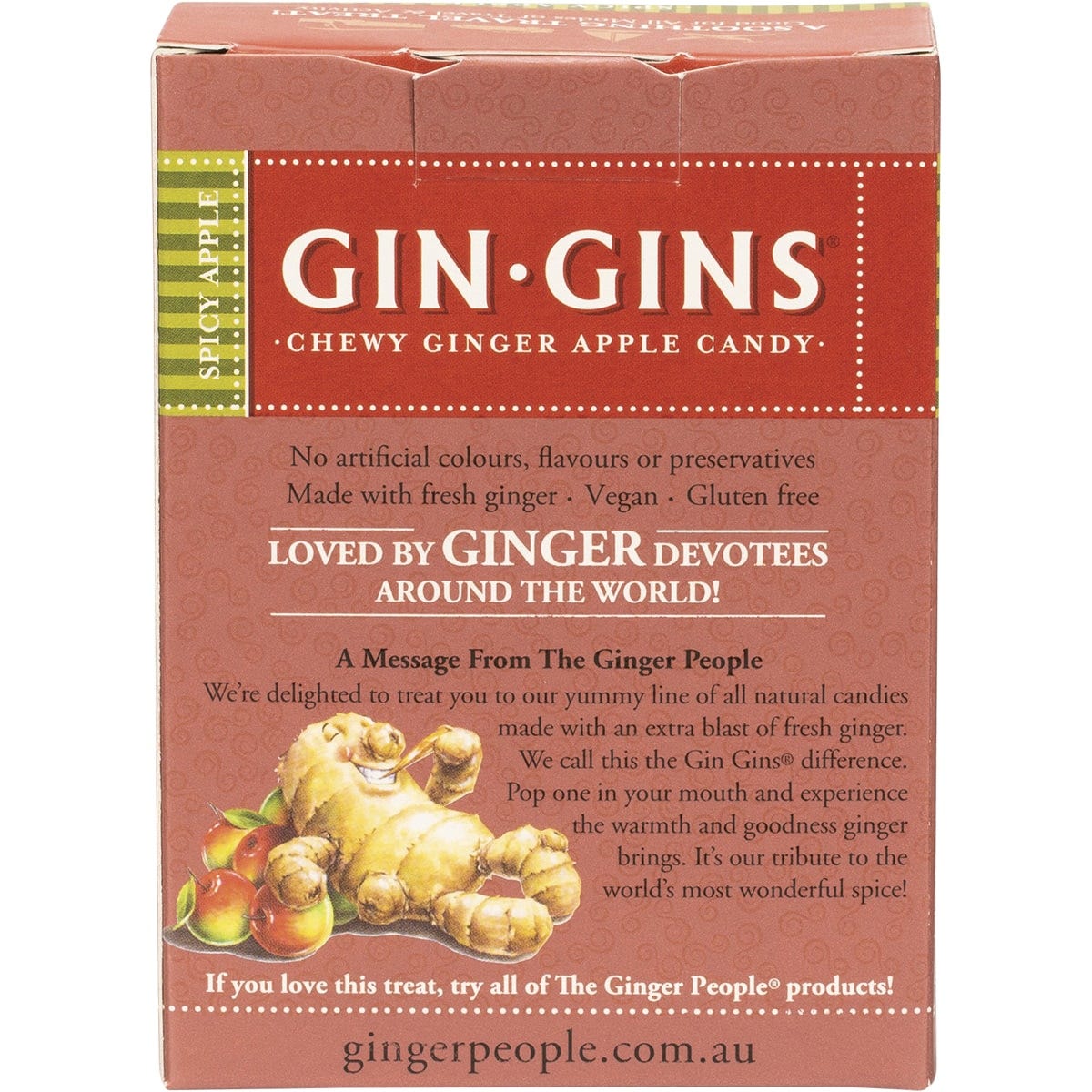 The Ginger People Gin Gins Ginger Candy Chewy Spicy Apple 84g - Dr Earth - Confectionary