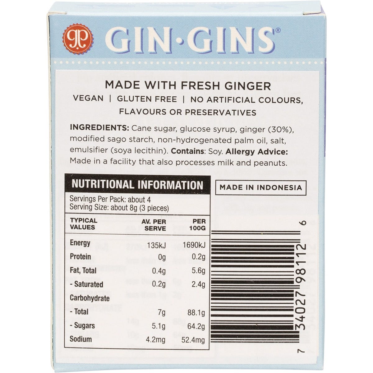 The Ginger People Gin Gins Ginger Candy Super Strength 31g - Dr Earth - Confectionary