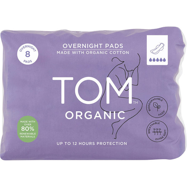 TOM Organic Pads Overnight 8pk - Dr Earth - Feminine Care