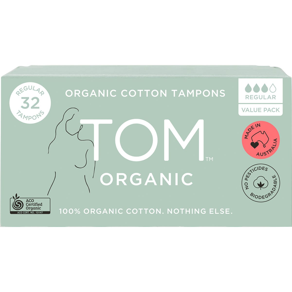 TOM Organic Tampons Regular 32pk - Dr Earth - Feminine Care
