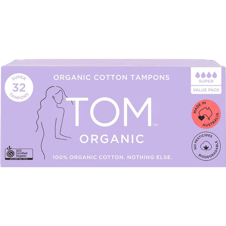 TOM Organic Tampons Super 32pk - Dr Earth - Feminine Care