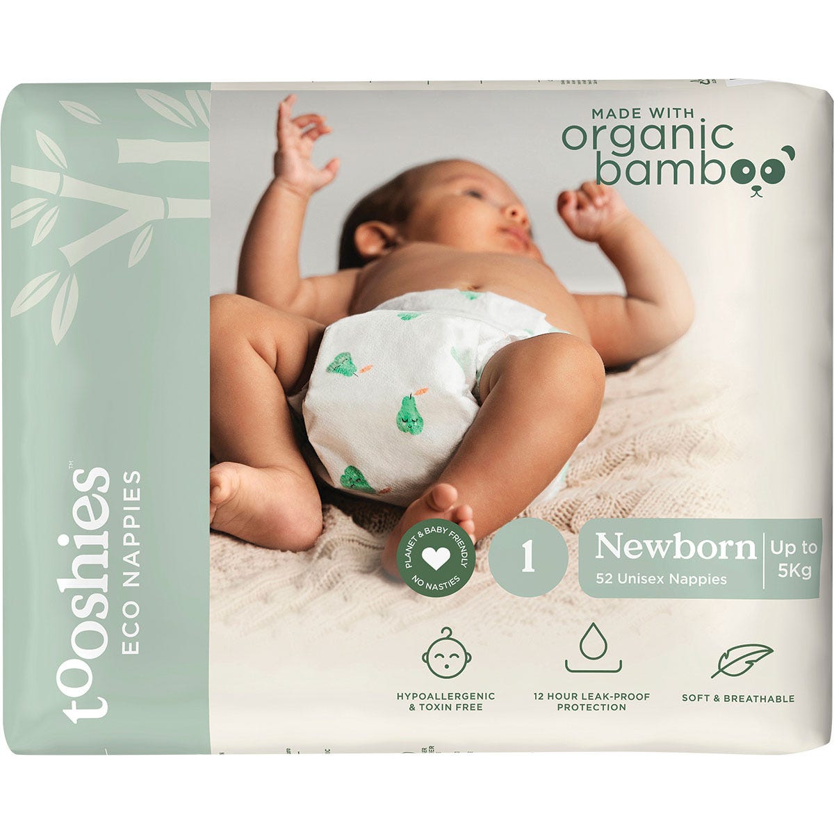 Tooshies Eco Nappies Size 1 Newborn 3-5kg 52pk - Dr Earth - Baby & Kids