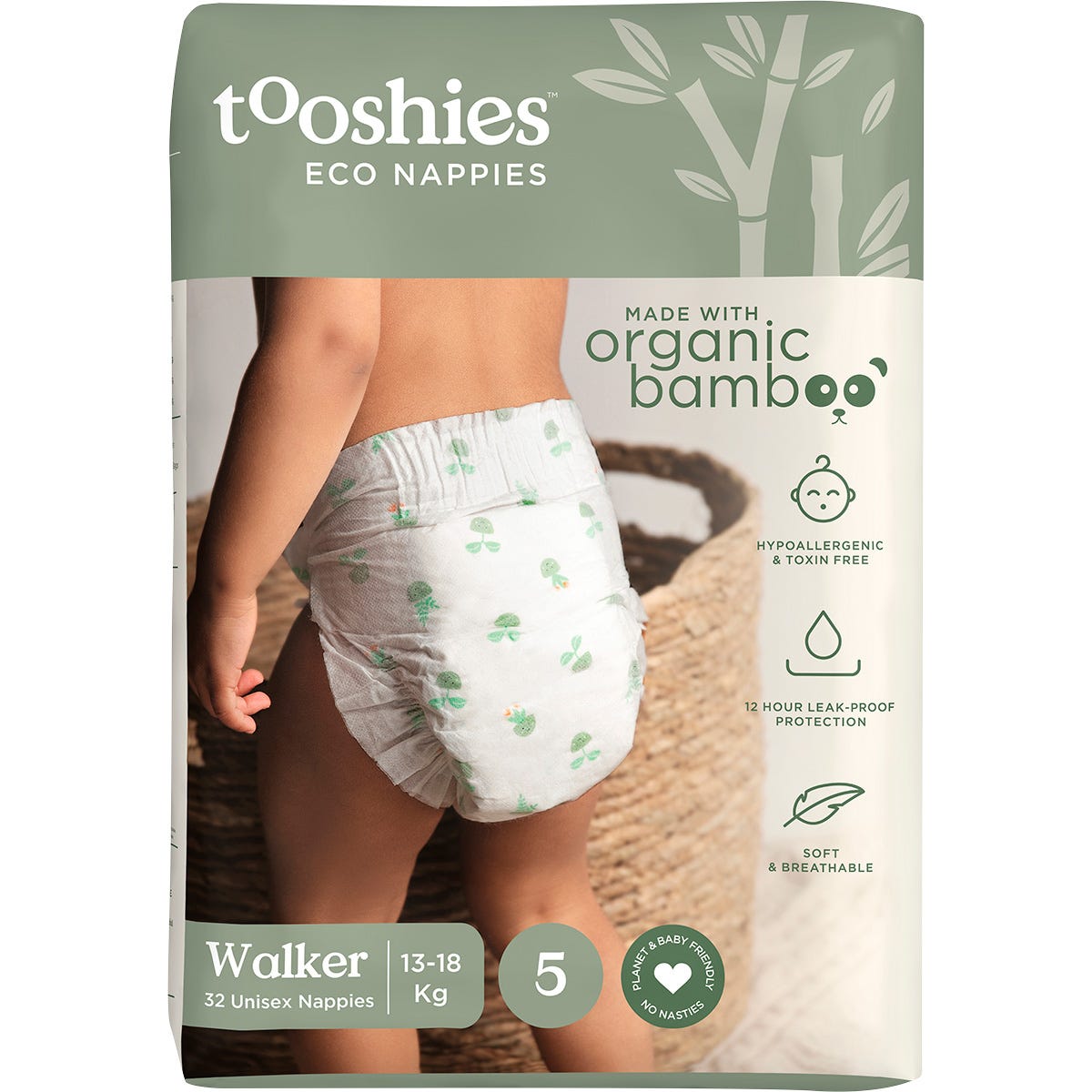 Tooshies Eco Nappies Size 5 Walker 13-18kg 32pk - Dr Earth - Baby & Kids