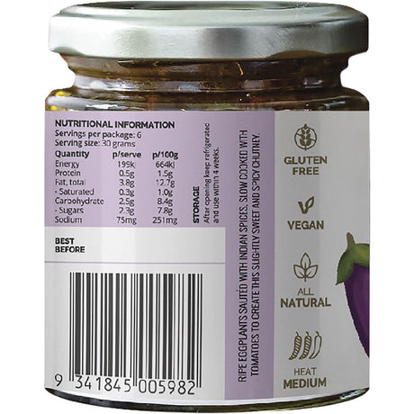 Turban Chopsticks Chutney Eggplant 180g - Dr Earth - Condiments