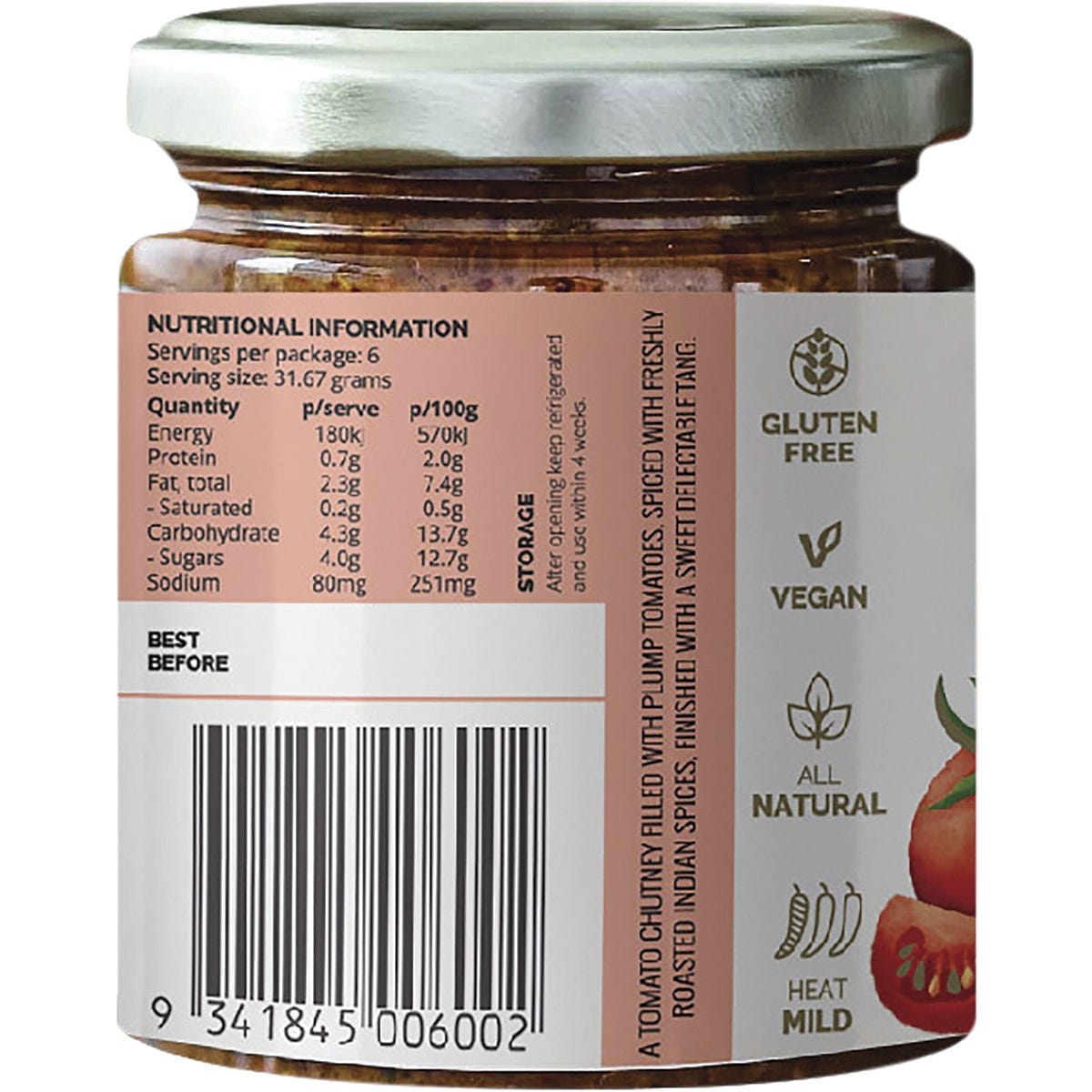 Turban Chopsticks Chutney Tomato 190g - Dr Earth - Condiments