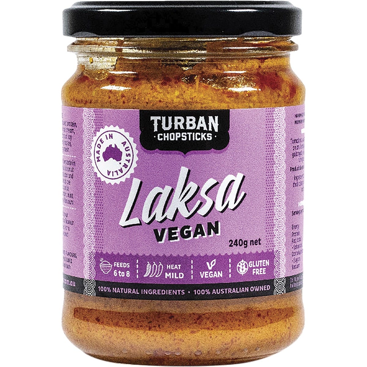 Turban Chopsticks Curry Paste Laksa Vegan 240g - Dr Earth - Herbs Spices & Seasonings
