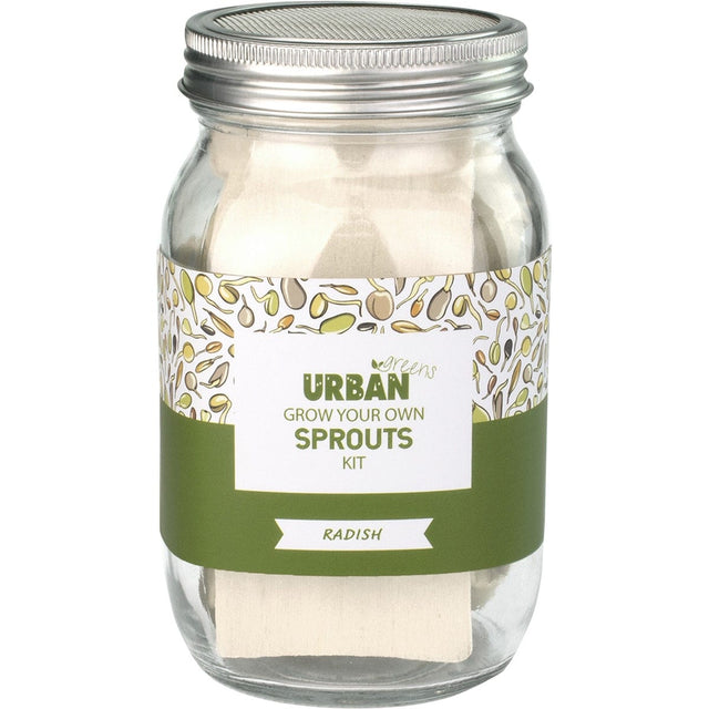 Urban Greens Grow Your Own Sprouts Kit Radish 10x10x17cm - Dr Earth - Garden & Pets