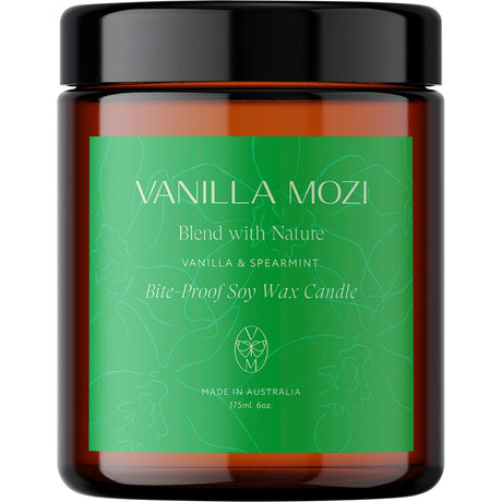 Vanilla Mozi Bite-Proof Soy Wax Candle Vanilla & Spearmint 175ml - Dr Earth - Outdoor Protection