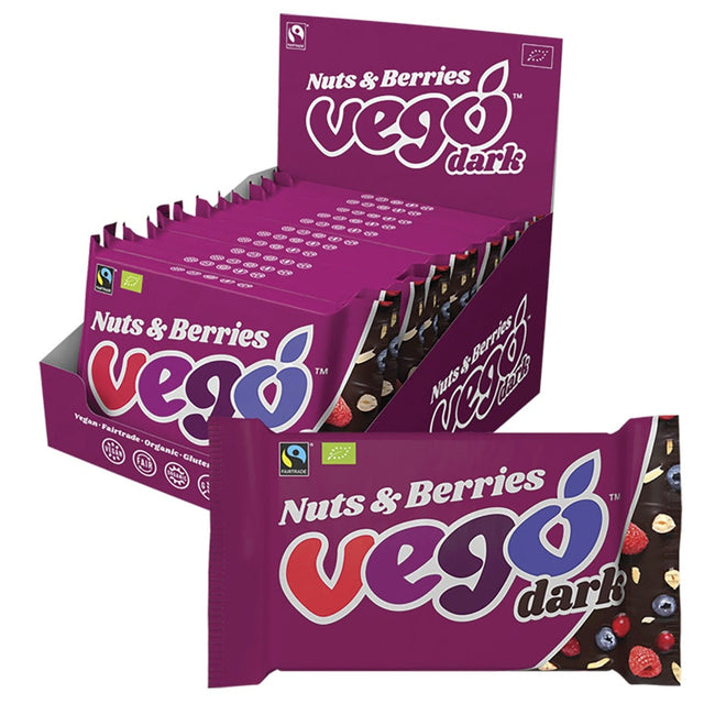 Vego Dark Chocolate Bar Nuts & Berries 85g - Dr Earth - Chocolate & Carob