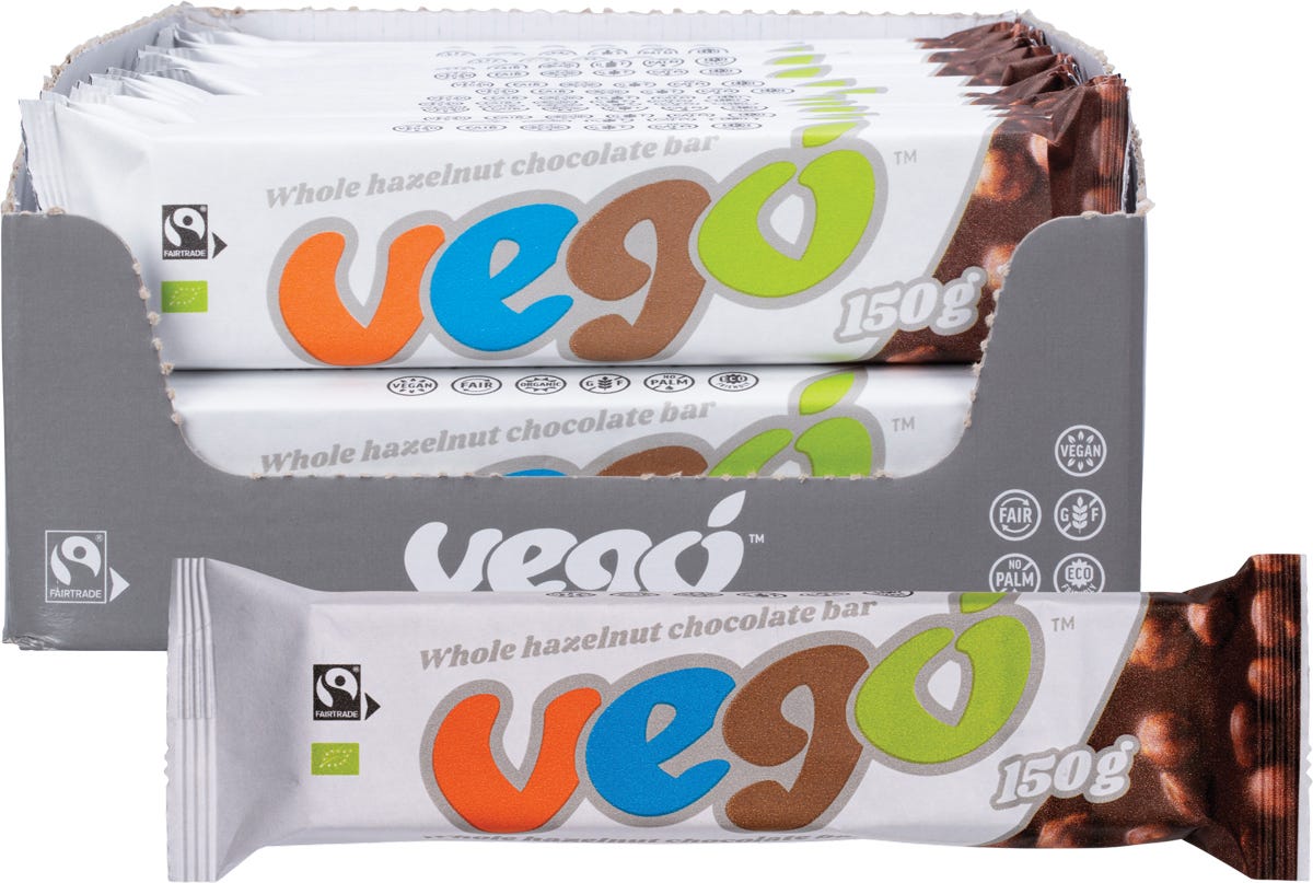 Vego Whole Hazelnut Chocolate Bar 150g - Dr Earth - Chocolate & Carob