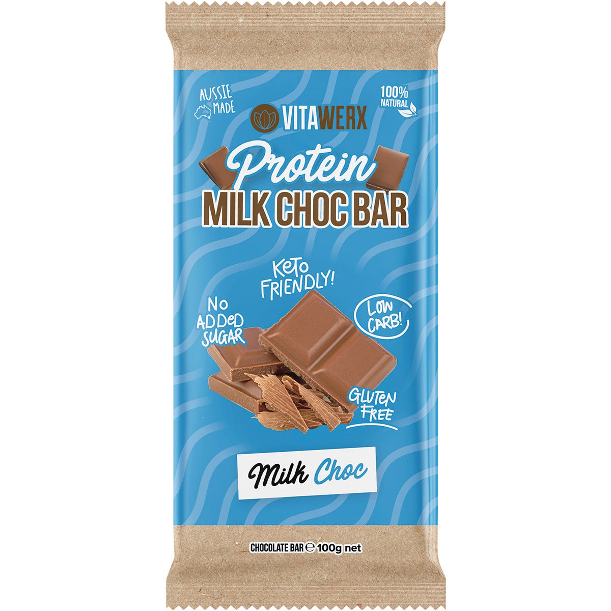 Vitawerx Protein Milk Chocolate Bar 100g - Dr Earth - Chocolate & Carob