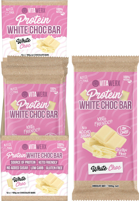 Vitawerx Protein White Chocolate Bar 100g - Dr Earth - Chocolate & Carob