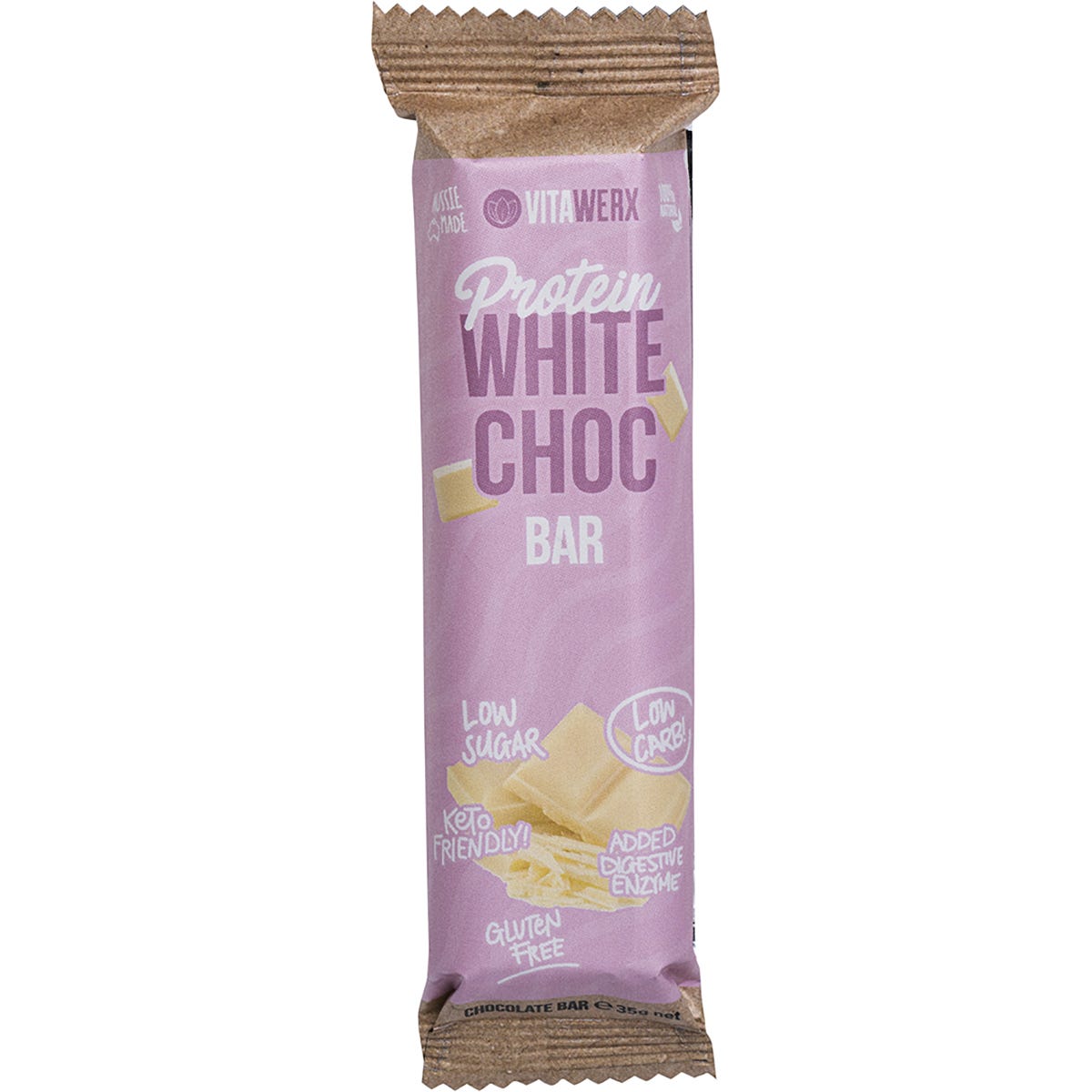 Vitawerx Protein White Chocolate Bar 35g - Dr Earth - Chocolate & Carob