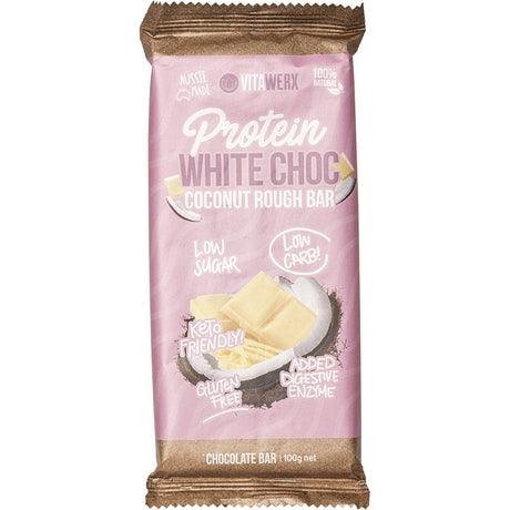 Vitawerx Protein White Chocolate Bar Coconut Rough 100g - Dr Earth - Chocolate & Carob
