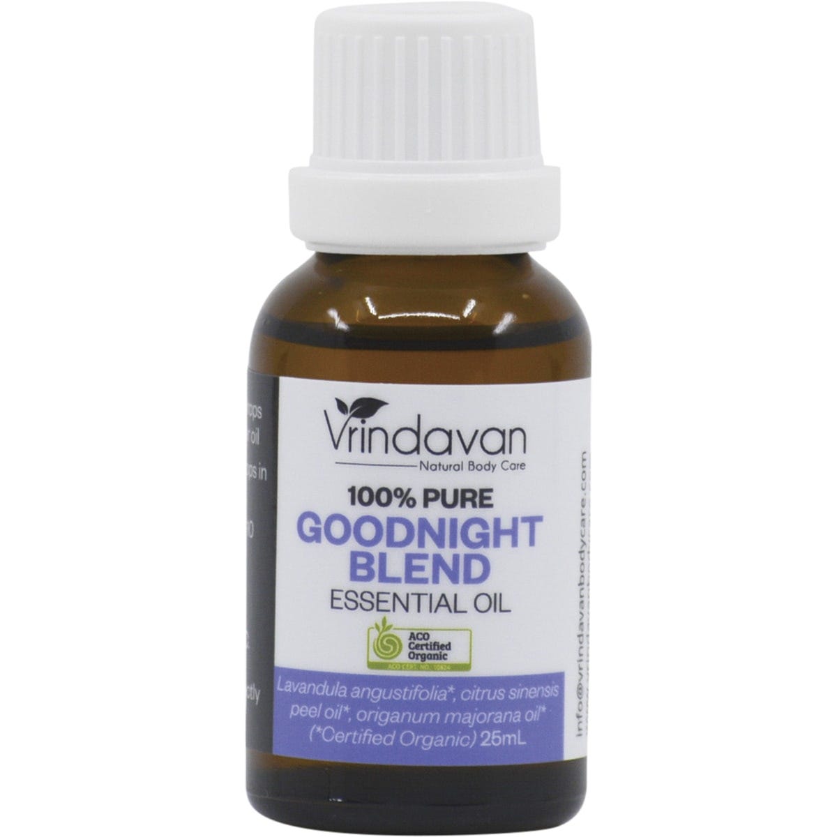 Vrindavan Essential Oil 100% Goodnight Blend 25ml - Dr Earth - Aromatherapy